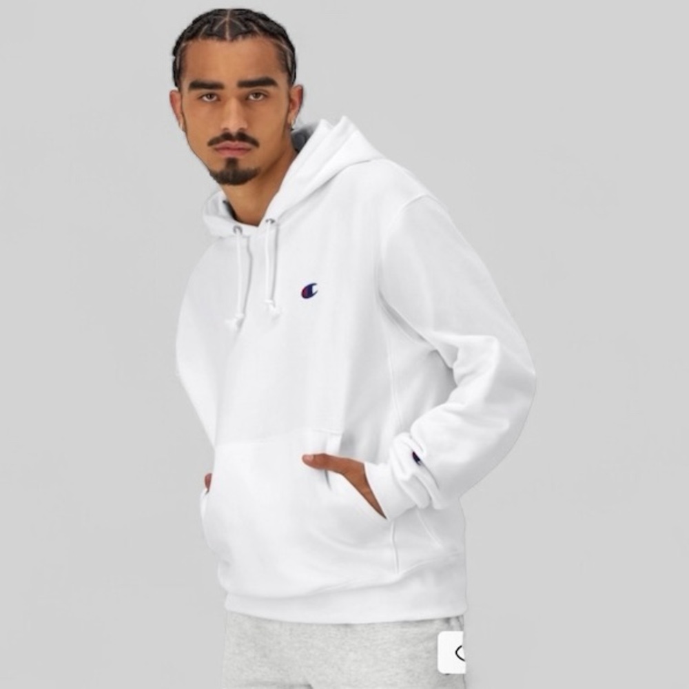 NWT Champion Men’s Reverse Weave‎ Hoodie with C Logo in White Size XS
